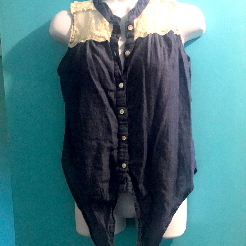 Denim and lace top